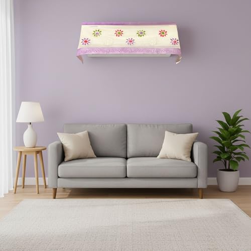 Image of Printed AC Cover for Split AC 1.5 Ton Set - Digital Print AC Cover Indoor Outdoor Waterproof - Split AC Cover Cotton Net Designer (Purple)