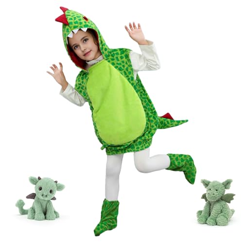 MeYuxg Disfraz Dinosaurio Niño, Disfraz Dragon Niño con Cubre Zapato, disfraz niño Carnaval, Disfrazs de Animal para niños para Carnaval Cosplay (Manchas, S)