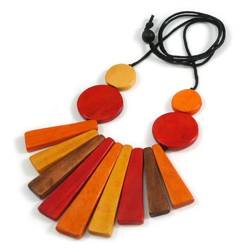 Collier en bois artisanal et écoresponsable aux couleurs d'automne
