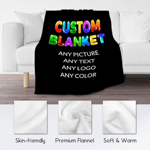 Personalized Blanket with Photo - Custom Gift for Kids - Picture Blanket with Name, Soft Flannel Throw for Couch, Bed