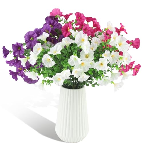LEIMEND 6 Bouquets de Fleur Artificielle Exterieur Résistant Aux UV Pétunias Artificiels...