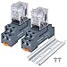 2PCS Electromagnetic Power Relay, 8-Pin 10A 12 DC Relay Coil with Socket Base, LED Indicator, DPDT 2NO 2NC - MY2NJ 2PCS [Applicable for DIN Rail System]