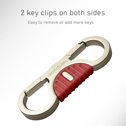 Image of Heavy Duty Keychain with Quick Release Double Carabiner Clip, Key Rings, D Ring, Car Key Holder for Belt Loop