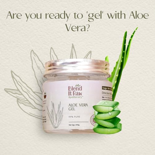 Blend it Raw Apothecary Pure Aloe Vera Gel For Face, Skin and Hair | For Acne Scars, Moisturizer and Dark Circles | Multipurpose Beauty Skin Gel - 200g