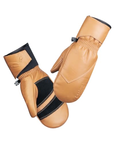 Winter Leather Work Mittens - Top Grain Cowhide - Waterproof, Durable, Warm - for Ski,Outdoor...