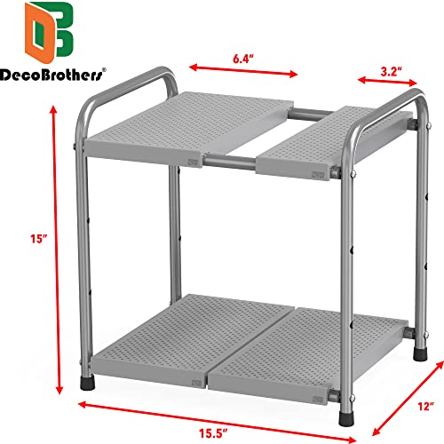 Decobros Under Sink 2 Tier Expandable Shelf Organizer, Silver #TOP4