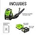 Greenworks 80V (180 MPH / 610 CFM / 75+ Compatible Tools) Cordless Brushless Backpack Blower, 2.5Ah Battery and Rapid Charger Included, Green/Black