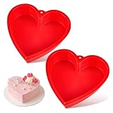 Puyeipt 10 Inch Heart Shaped Cake Pans, 2 Pack Nonstick Large Silicone Heart Baking Molds For Graduation, Wedding, Birthday Party