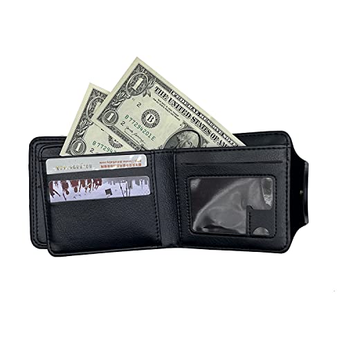 Men's Punk Wallet Gothic Money Clip Bifold Skeleton Pocket Wallet For Men Black Skull Cash Holder Safe Purse With Magnetic Button (Black) #TOP3
