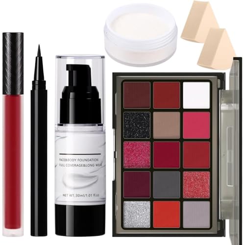 Kit de maquillage clown et joker avec fond de teint blanc et liquide rouge