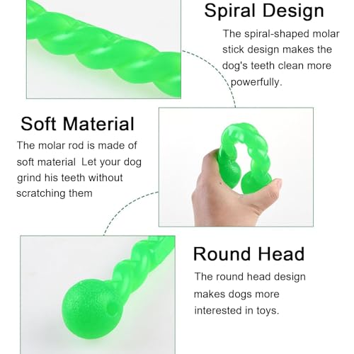 Mirrwin 2 Stück Hundespielzeug für Zähne, Hundespielzeug Wurfstick aus Gummi Gummispirale Kauknochen Robustes Kauspielzeug für Hunde Interaktiv für Kleine, Mittelgroße und Große Hunde, 18cm+28cm