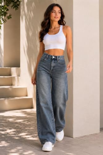 Image of ODDMONEKY Baggy Jeans for Women || Relaxed Fit Wide Leg High Rise Jeans for Women (Wjeans-8)