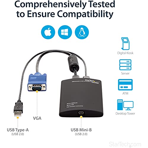 Image of StarTech.com Crash Cart Adapter 1920x1200 Portable Laptop USB 2.0 to KVM Console + DisplayPort to VGA Adapter 1080p DP to VGA Converter