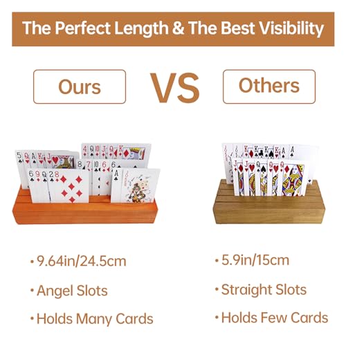 hismocal Playing Card Holders Deck Stand, Play Cards Holder for Kids or Elder People, Hands-Free Wood Holder Racks,Tray for Organizing Cards (2 Pack) - Thumbnail 4