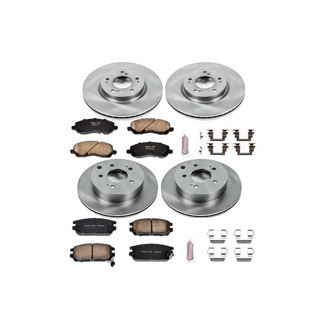 Image of PowerStop Front and Rear Brake Kit for Mitsubishi Eclipse 2006-12 | Mitsubishi Galant 2007-09 - Z17 Ceramic Brake Pads & Disc Rotors Replacement, KOE2809