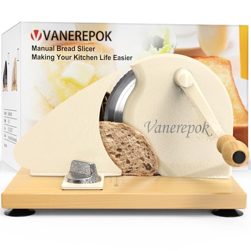 vanerepok Manual Bread Slicer for Homemade Sourdough Bread Versatile Hand Crank Bread Slicer for...