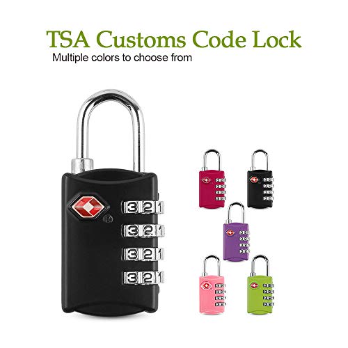 Image of DKY 2 Pack TSA Luggage Locks - Approved Travel Lock for Suitcases & Baggage Combination Lock - 4 Digit Padlock for School Gym Sports Locker Fence Toolbox Case Hasp Storage - Purple