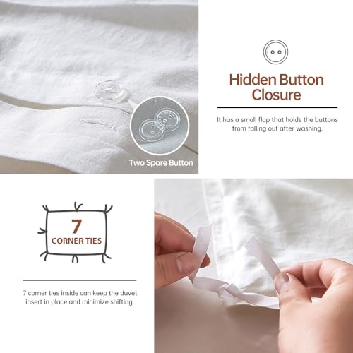 Housse de couette coton et lin Simple & Opulence 3 pièces finitions luxe