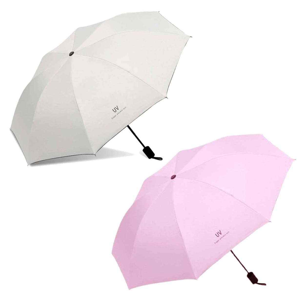 kekemi 3 Fold UV Plain Manual Sun & Rain Umbrella for Men & Women (Pack of 2)-picture-8