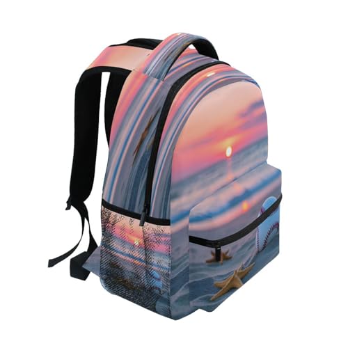 Baseball Starfish Sunset Ocean Backpack for School Boys Girls Adults Kids Bookbag Laptop Bag 15L2