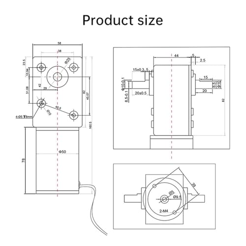 Moteur CC 12V à vis sans fin 5882-50ZY à arbre double et vitesse réglable