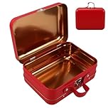 Gadpiparty Mini Retro Suitcase Storage Box - Vintage Keepsake Box with Metal Handle - Small Red Decorative Suitcase for Kids Toys, Makeup & Wedding Favours