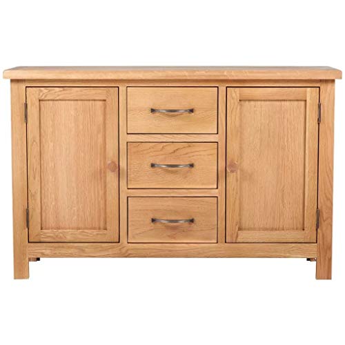 Bnld Sideboard,Kitchen Cabinet Kitchen,With 3 Drawers,Solid Oak Wood,43.3"X13.2"X27.6",Brown3 Drawers And 2 Cupboards,Smooth Running Drawers With Handles,Easy Assembly #TOP6