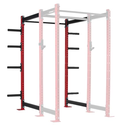 Titan Fitness T-3 Series Power Rack Extension Kit, Red 91" Height x 24" Depth, 2x3 11-Gauge Steel Uprights, Bolt-Together Rack Expansion for Home Gym