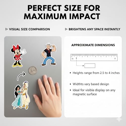 Image of Old 90s Cartoon Fridge Magnets - Set of 10 Classic TV Show Collectible Magnets for Fridge, Locker & Kitchen Decor