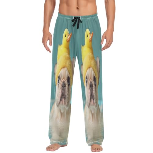 ALAZA Men's French Bulldog Take A Bath Duck Sleep Pajama Pant