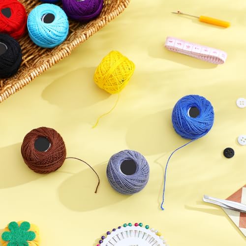 Image of STOBOK Crochet Thread 16 Colors 100% Cotton Yarn for Crocheting Embroidery Thread Set Craft Supplies for DIY Home Sewing Projects