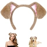 Tiny Chou Dog Ears Headband, Animals Ears Headband, Fluffy Puppy Cosplay Costume Headwear for Halloween Cosplay Pet, Brown