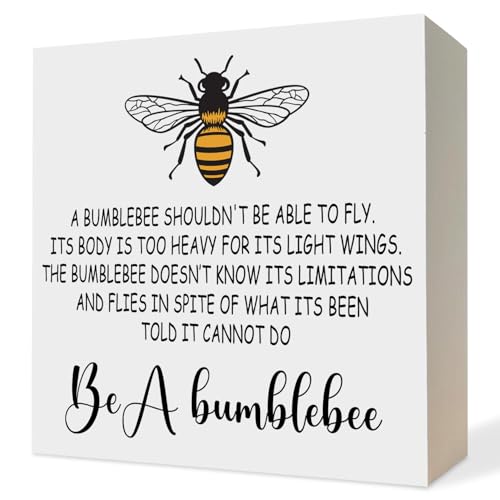 ATBWGT Inspirational Wooden Box Sign,Motivational Positive Quote Wood Block Plaque