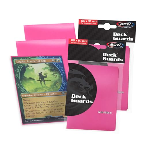 BCW Deck Guard - Double Matte Pink Card Sleeves | Acid-Free, Archival-Safe, No PVC | Anti-Glare Matte Finish | Fits Standard 2½