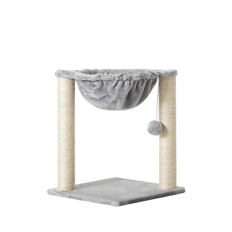Mery Nes - Árbol de gato con forma de torre para cama, rascador y hamaca (gris claro)
