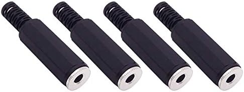 Fancasee 4-Pack 3.5mm 1/8" Replacement Repair Jack TS Mono Female Jack Plug 3.5mm Solder Type DIY Audio Cable Connector for Audio Cable Repair