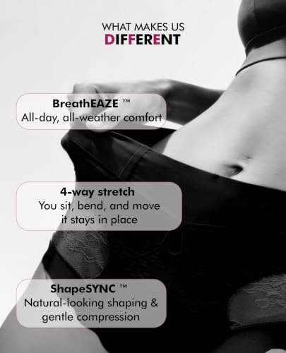 Image of PINQ POLKA Tummy Tucker High Waist Shaper Brief Panty Women, Underneath Belly Fat Control Shapewear All Weather, Breathable Lace