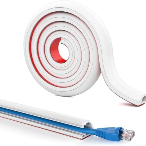 Image of Flexible Self-Adhesive Cable Duct for Floor & Wall Cable Management – Fire-Retardant PVC-Silicone, 15.5 cm x 15.5 cm x 1.5 cm, White(4Meter)