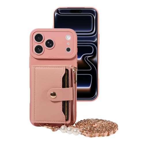 Étui en cuir iPhone XS Max rose avec miroir et perles élégantes