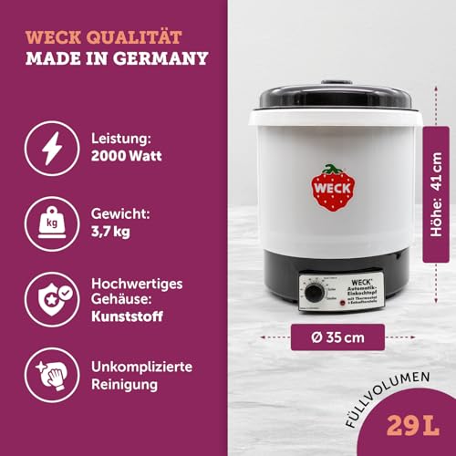 WECK Einkochautomat WAT34 Kunststoff mit Thermostat – 29L Einkochtopf, Glühweinkocher, Dampfentsafter, Einweckautomat – Made in Germany, hochwertig & vielseitig