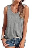 OFEEFAN Sleeveless Tops for Women Basic Scoop Neck Tank Tops Summer Outfits Beach Fashion Flowy Grey S
