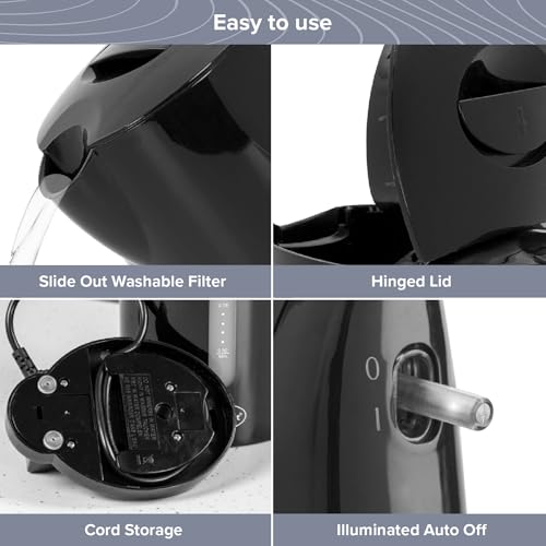 Quest 35039 1 Litre Kettle | Compact Design | Spout Filter | Water Level Indicator | BPA Free | Black - 3