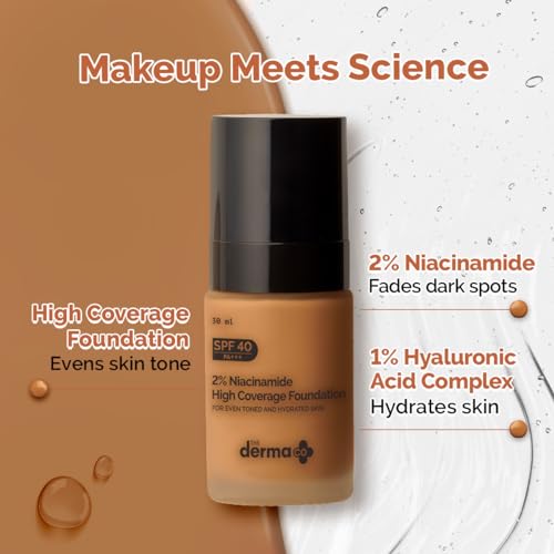 Image of The Derma Co 2% Niacinamide Medium Coverage Matte Liquid Foundation | With 1% Hyaluronic Acid | Spf 40 Pa+++ | For 12 Hour Long Stay & Oil Control | For All Skin Types - 07 Cinnamon