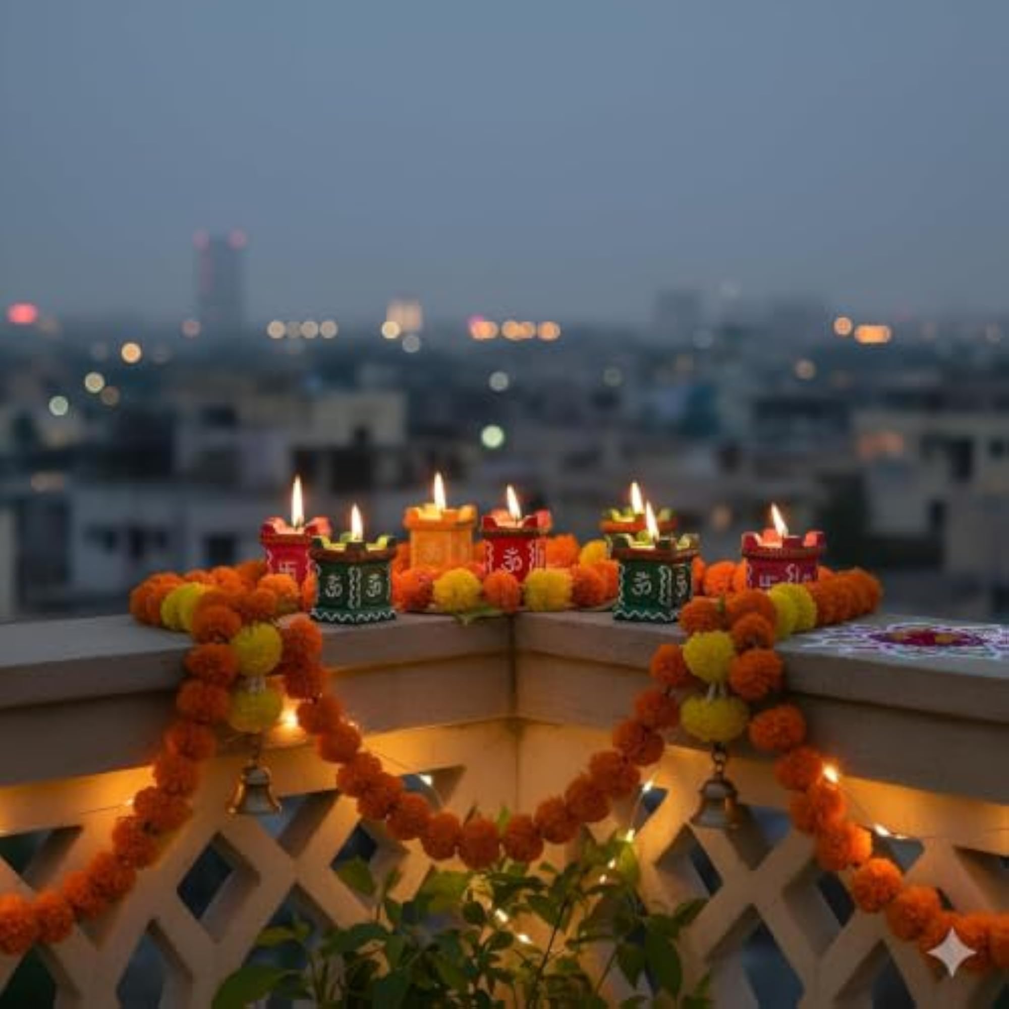 Tulsi Diya Decorative Candle Multicolour, Patchouli