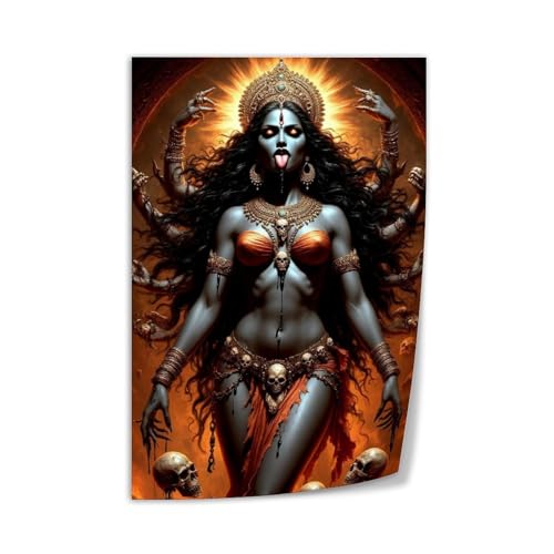 Indian Goddess Kali Art Painting PosterWall Art Canvas Print Living Room Office Bedroom Aesthetic 12x18inch(30x45cm) Unframe-style