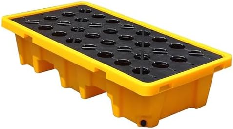 Heavy-Duty Spill Containment Tray with Drain - 130x68x30cm Industrial Spill Pallet for Drum Leak Prevention, Ideal for Safe Liquid Storage in Workshops & Garages