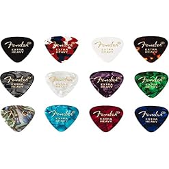 Fender© »351 Medley » Médiators en celluloïd pour Guitare et Basse – Couleurs variées – Extra Heavy – Set de 12 - Les Beatles, Paul McCartney, John Lennon, RIngo Starr, George Harrison