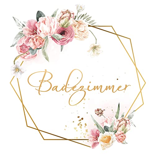 Grandora Türaufkleber Badezimmer mit Blumen I Motiv 15 I Wandsticker selbstklebend WC Wandaufkleber Toilette Wandtattoo Bad Aufkleber Sticker DL446-15