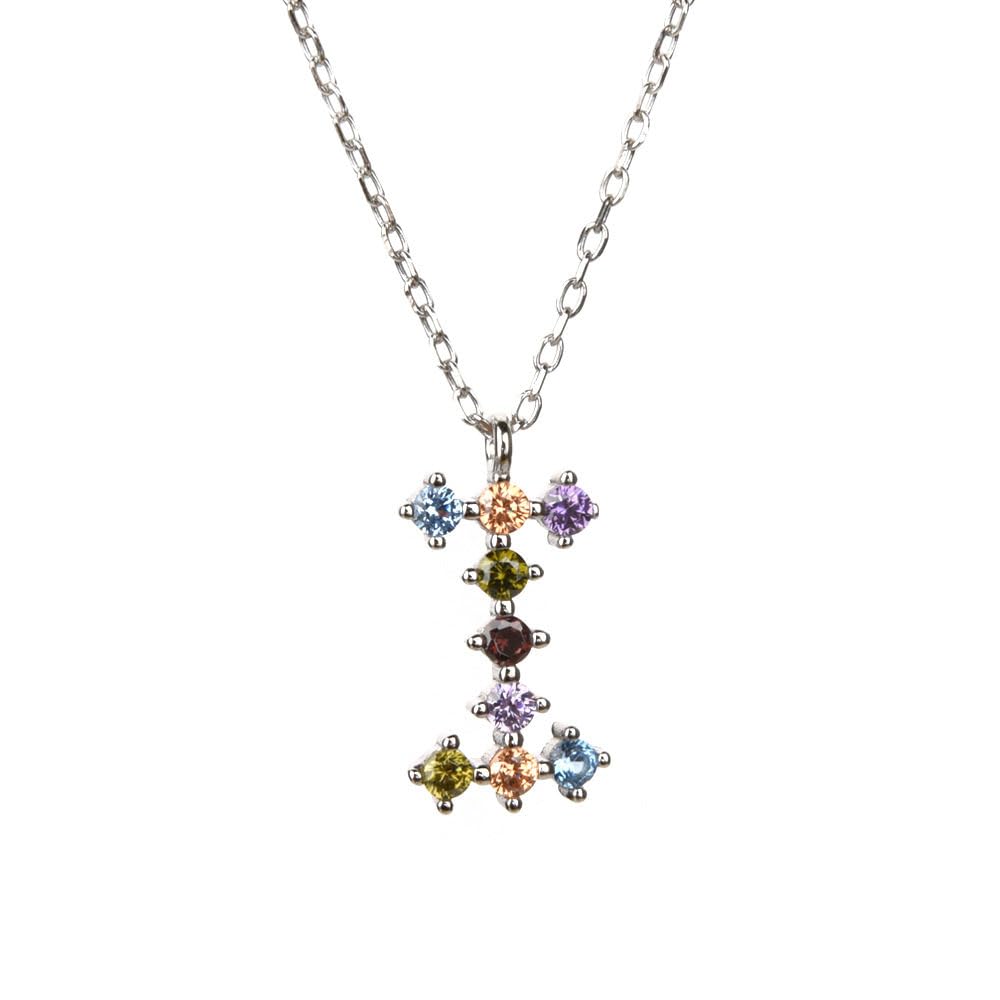 Silver Letter I Initial Necklace - Damenperlen, Alphabettierchen Zirkonien für Damen, Frauen und Mädchen - 38-45cm Choker mit kleinen Kette