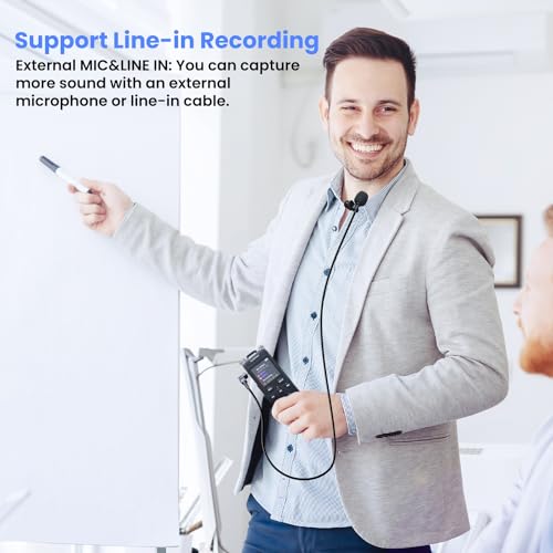 Image of Digital Voice Recorder 136GB 1536KBPS 9724Hours Recording Capacity 32H Battery Time Voice Activated Recorder with Playback Noise Reduction Dictaphone with Microphone Jack for Meeting Lecture